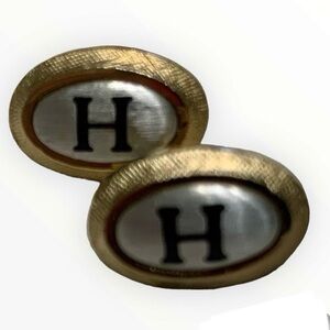 🔴 VTG RARE ALPHABET LETTER  H TIE TACS LAPEL PIN HARRY POTTER FANS CUFFLINKS